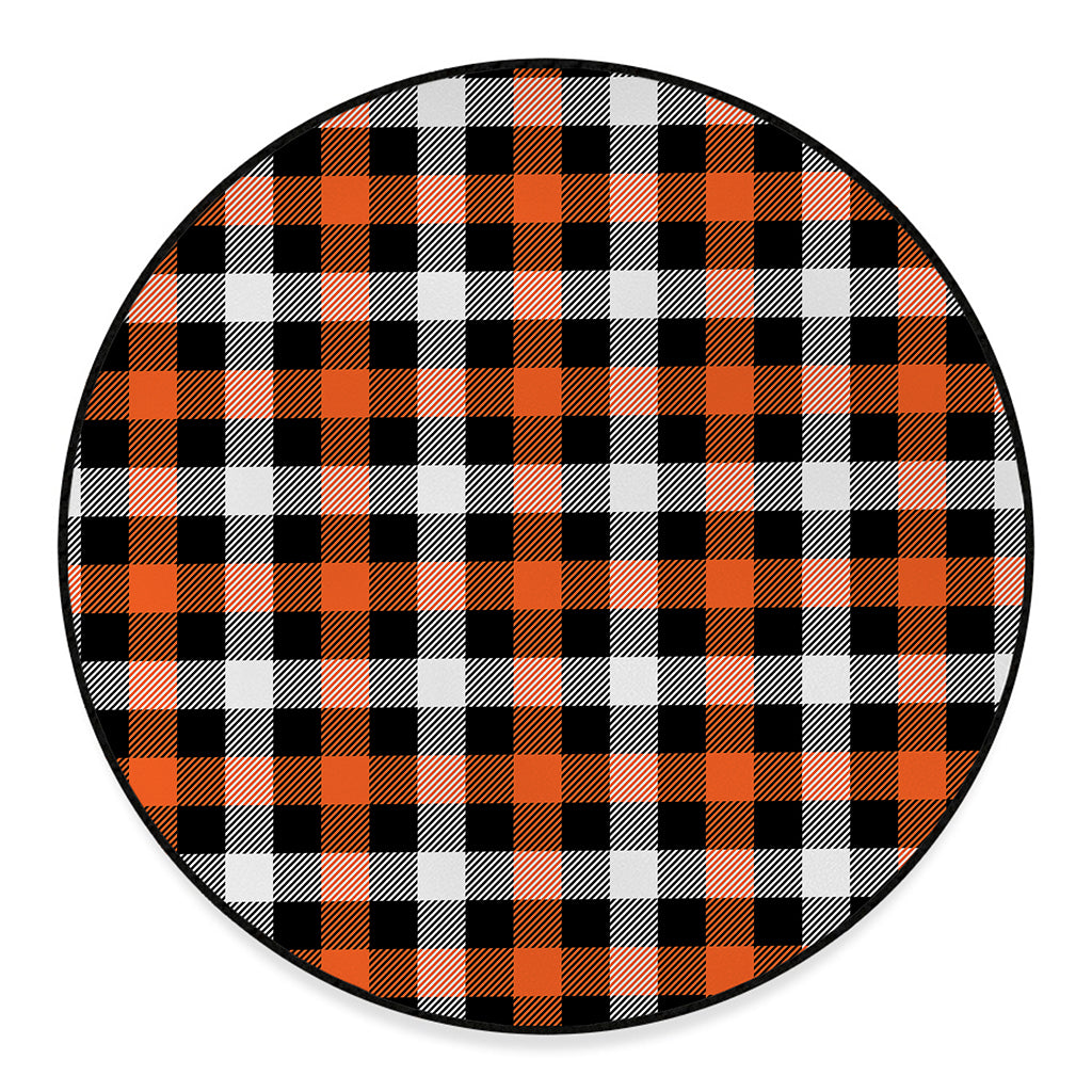 Halloween Buffalo Plaid Pattern Print Round Floor Mat