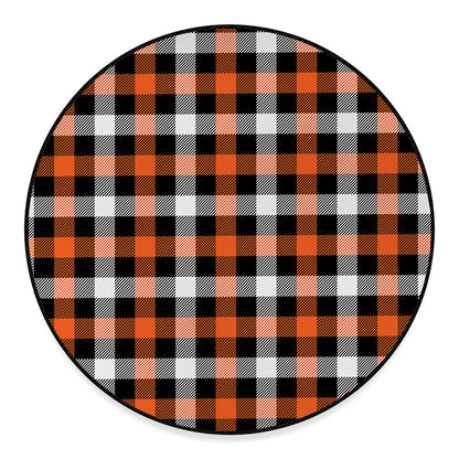 Halloween Buffalo Plaid Pattern Print Round Floor Mat