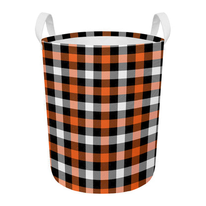 Halloween Buffalo Plaid Pattern Print Round Laundry Basket