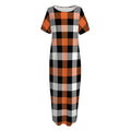 Halloween Buffalo Plaid Pattern Print Short Sleeve Long Nightdress