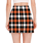 Halloween Buffalo Plaid Pattern Print Side Slit Mini Skirt