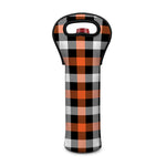 Halloween Buffalo Plaid Pattern Print Single Neoprene Wine Tote