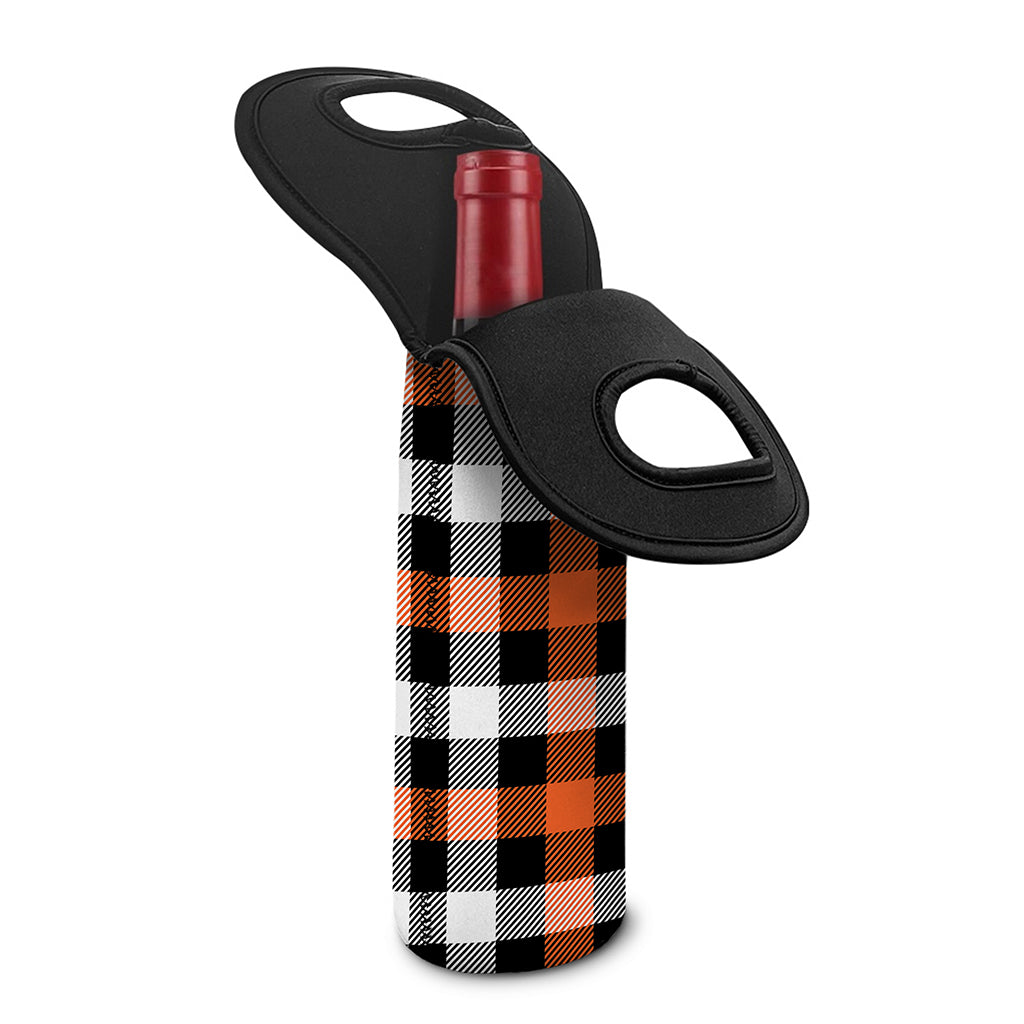 Halloween Buffalo Plaid Pattern Print Single Neoprene Wine Tote