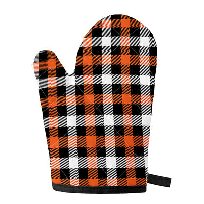 Halloween Buffalo Plaid Pattern Print Single Oven Mitt