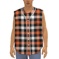 Halloween Buffalo Plaid Pattern Print Sleeveless Baseball Jersey