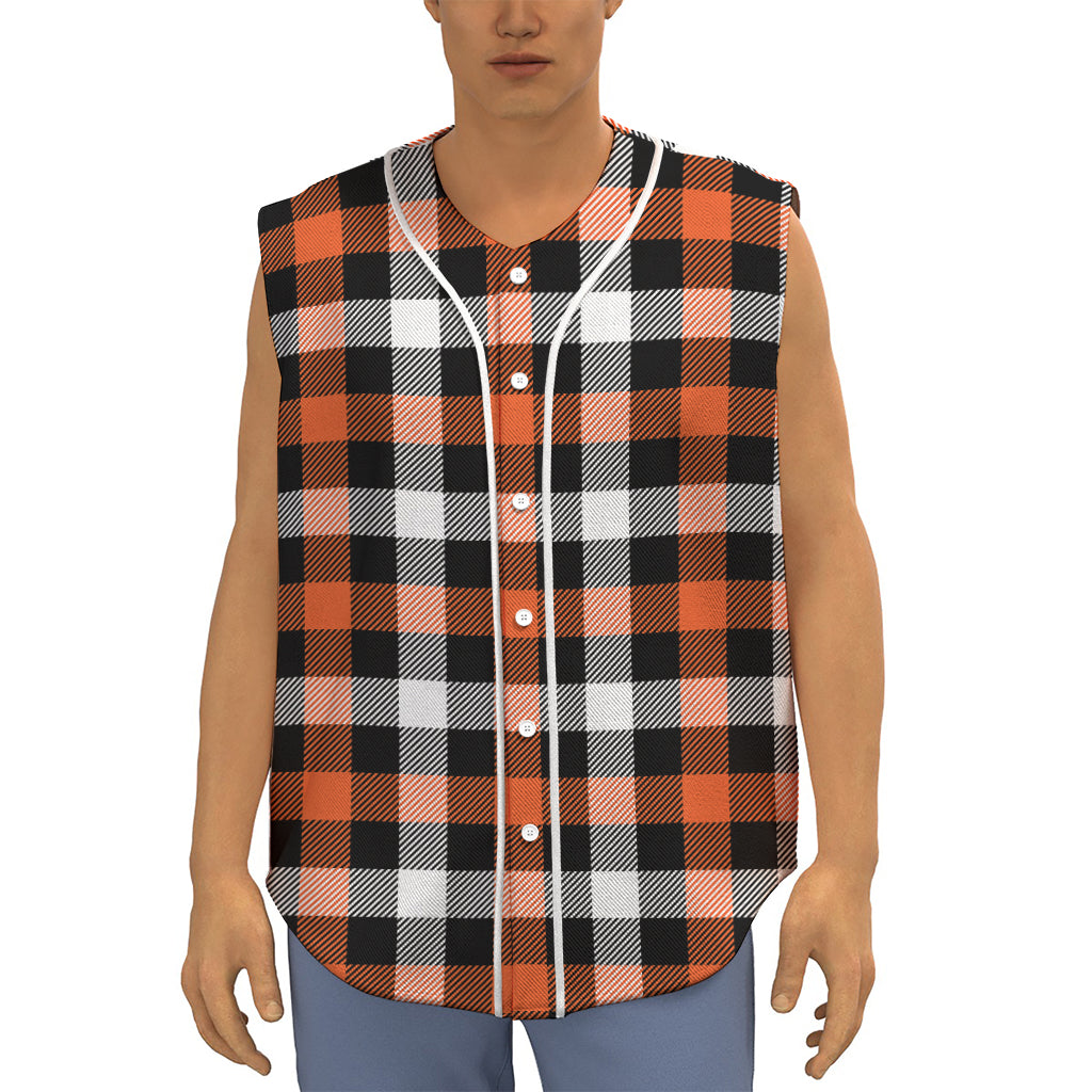 Halloween Buffalo Plaid Pattern Print Sleeveless Baseball Jersey