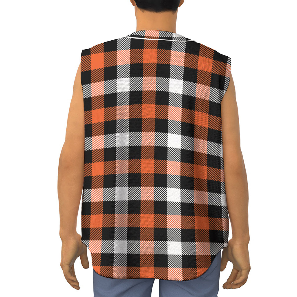 Halloween Buffalo Plaid Pattern Print Sleeveless Baseball Jersey