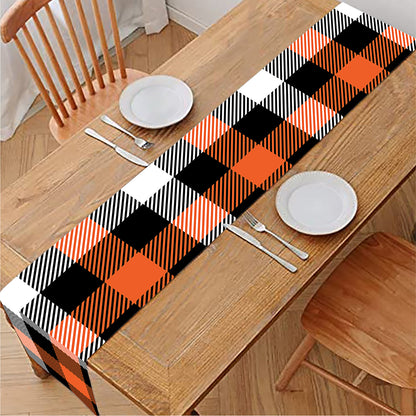Halloween Buffalo Plaid Pattern Print Table Runner
