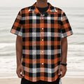 Halloween Buffalo Plaid Pattern Print Textured Short Sleeve Shirt