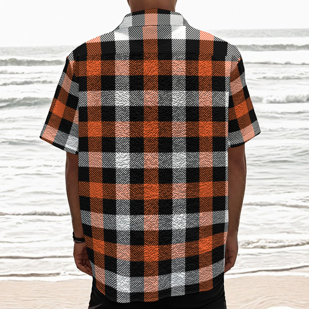 Halloween Buffalo Plaid Pattern Print Textured Short Sleeve Shirt