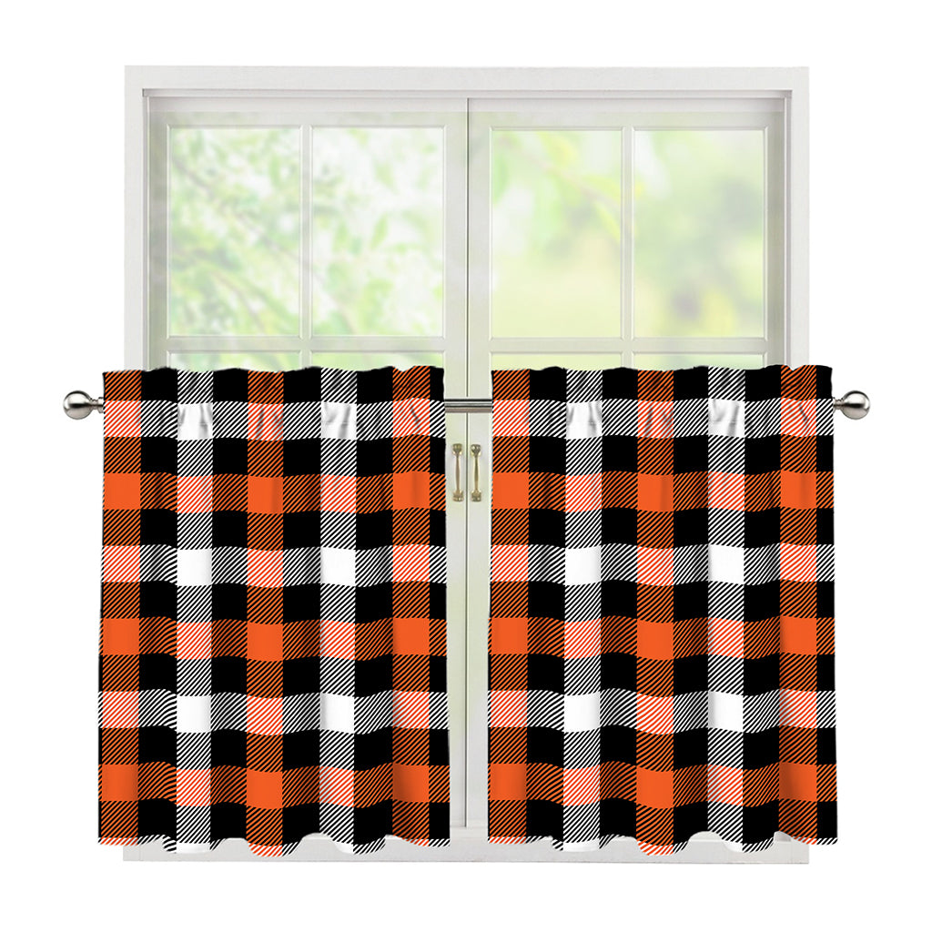 Halloween Buffalo Plaid Pattern Print Tier Curtains