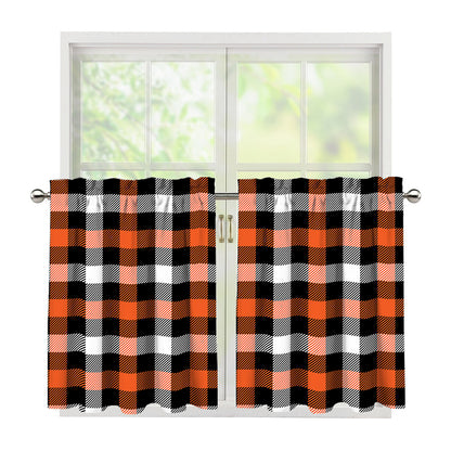Halloween Buffalo Plaid Pattern Print Tier Curtains