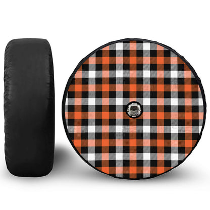 Halloween Buffalo Plaid Pattern Print Tire Cover With Camera Hole