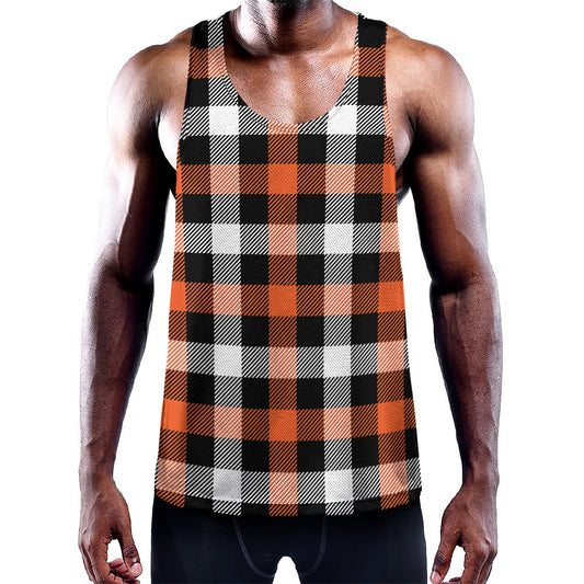 Halloween Buffalo Plaid Pattern Print Training Tank Top