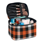 Halloween Buffalo Plaid Pattern Print Travel Makeup Bag