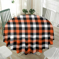Halloween Buffalo Plaid Pattern Print Waterproof Round Tablecloth