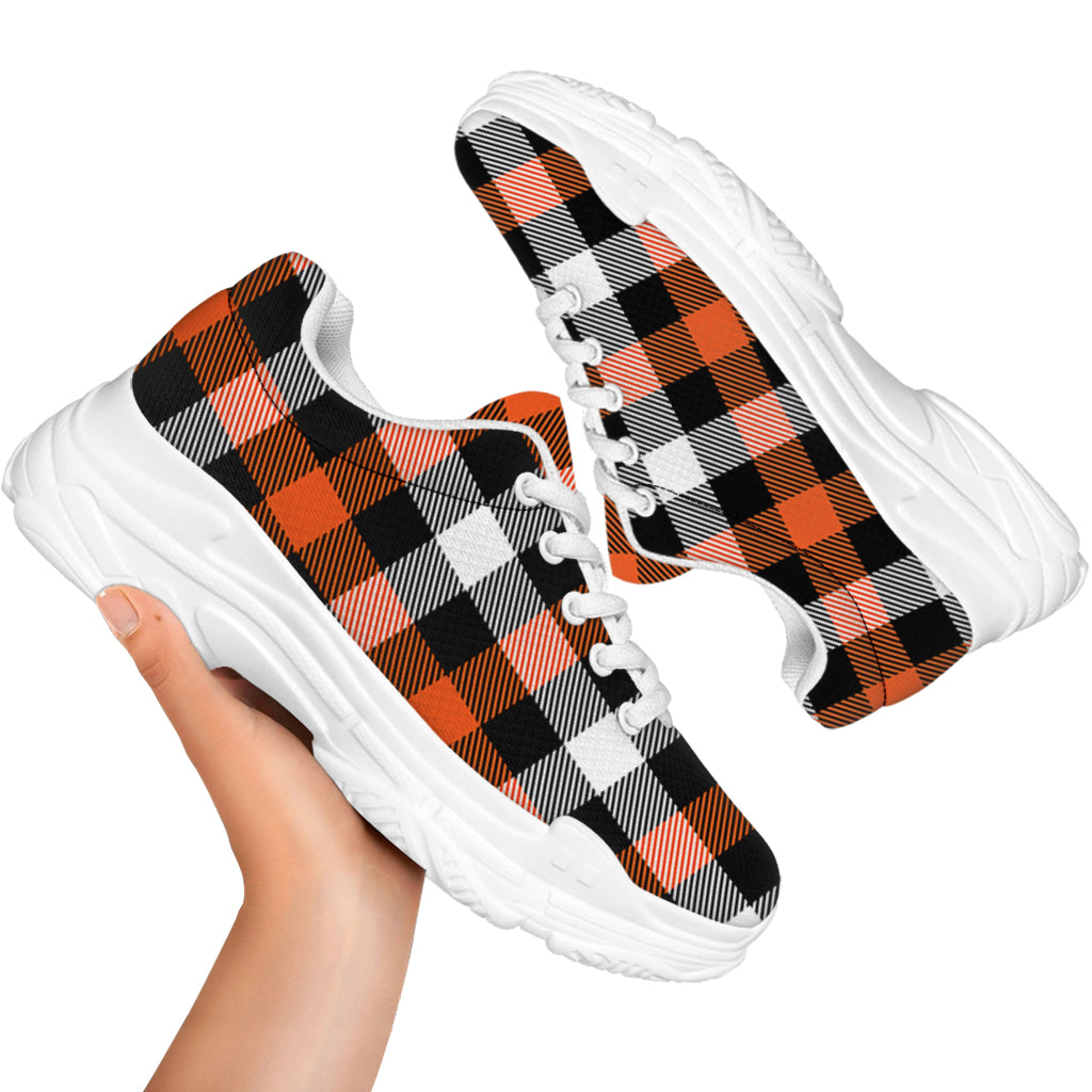 Halloween Buffalo Plaid Pattern Print White Chunky Shoes