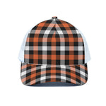Halloween Buffalo Plaid Pattern Print White Mesh Trucker Cap