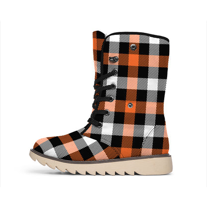 Halloween Buffalo Plaid Pattern Print Winter Boots