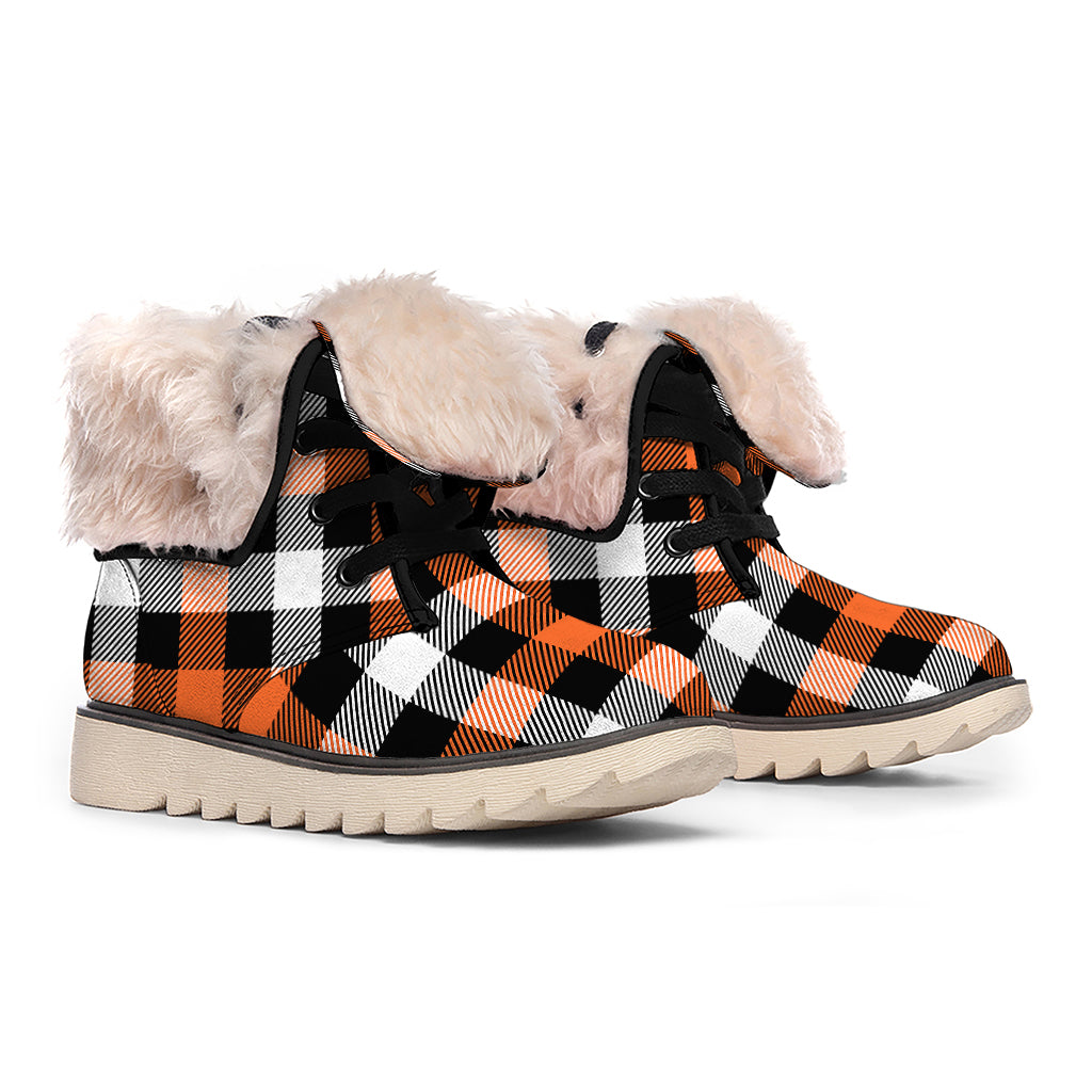 Halloween Buffalo Plaid Pattern Print Winter Boots