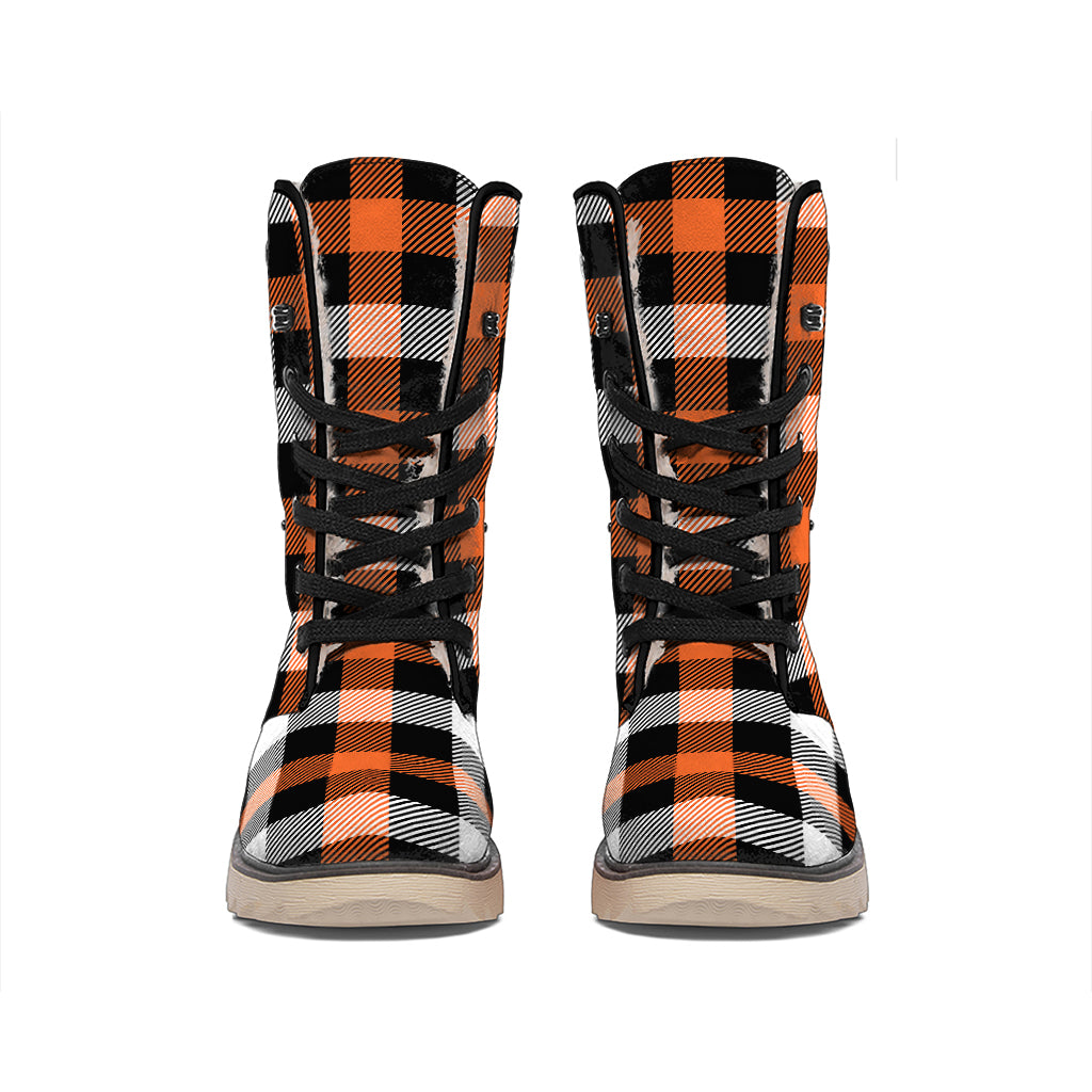Halloween Buffalo Plaid Pattern Print Winter Boots