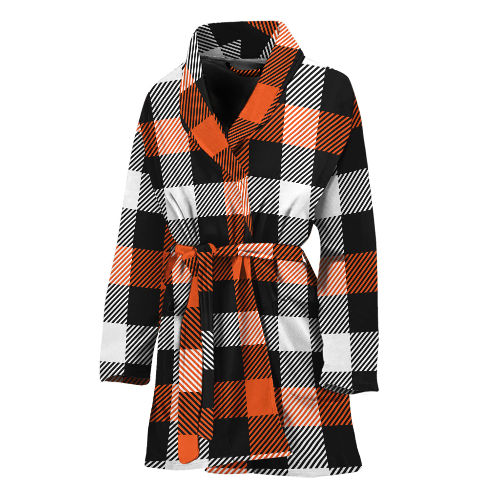 Halloween Buffalo Plaid Pattern Print Women's Bathrobe