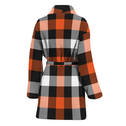 Halloween Buffalo Plaid Pattern Print Women's Bathrobe