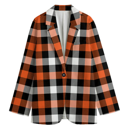 Halloween Buffalo Plaid Pattern Print Women's Blazer