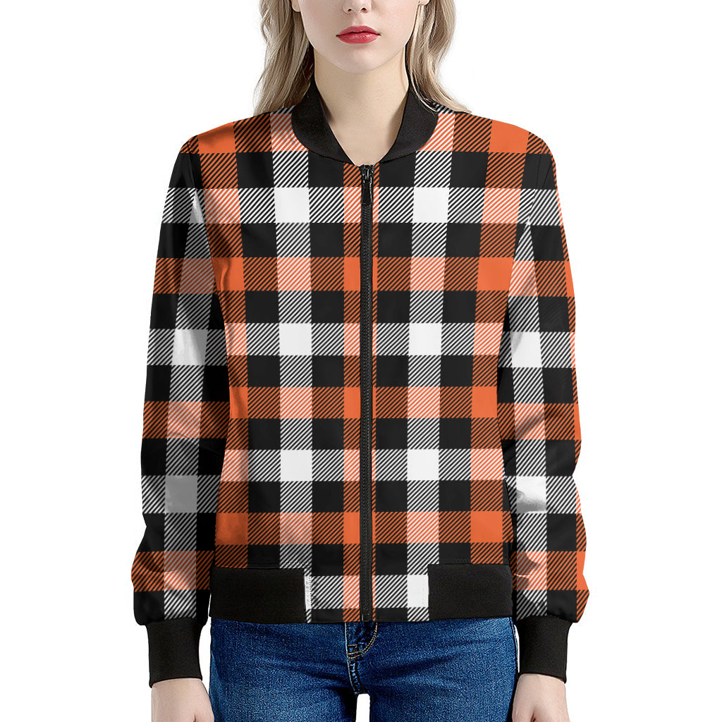 Halloween Buffalo Plaid Pattern Print Women's Bomber Jacket