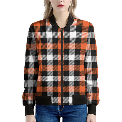 Halloween Buffalo Plaid Pattern Print Women's Bomber Jacket