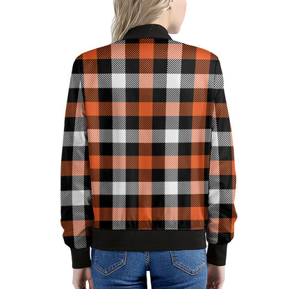 Halloween Buffalo Plaid Pattern Print Women's Bomber Jacket