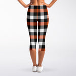 Halloween Buffalo Plaid Pattern Print Women's Capri Leggings