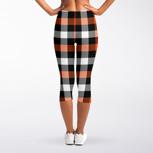 Halloween Buffalo Plaid Pattern Print Women's Capri Leggings