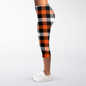 Halloween Buffalo Plaid Pattern Print Women's Capri Leggings