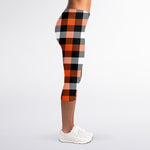 Halloween Buffalo Plaid Pattern Print Women's Capri Leggings