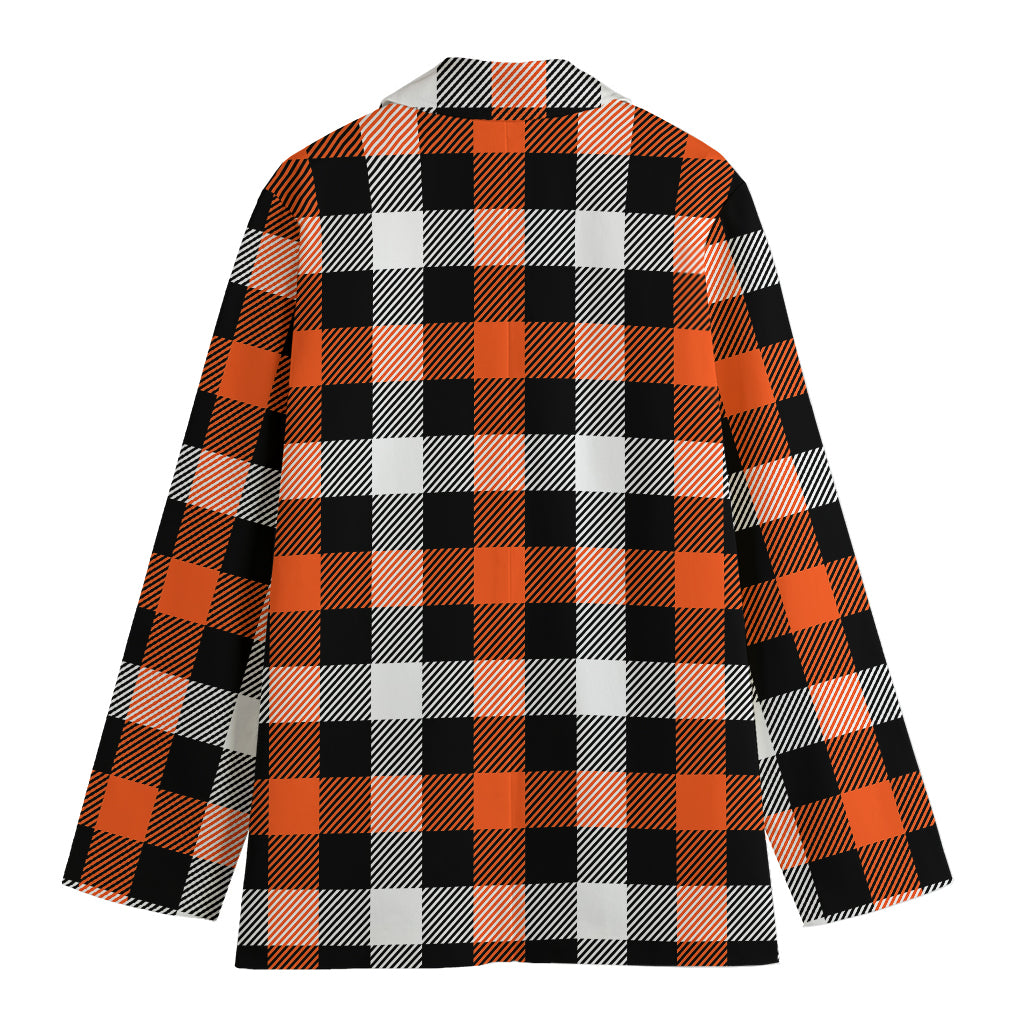 Halloween Buffalo Plaid Pattern Print Women's Cotton Blazer