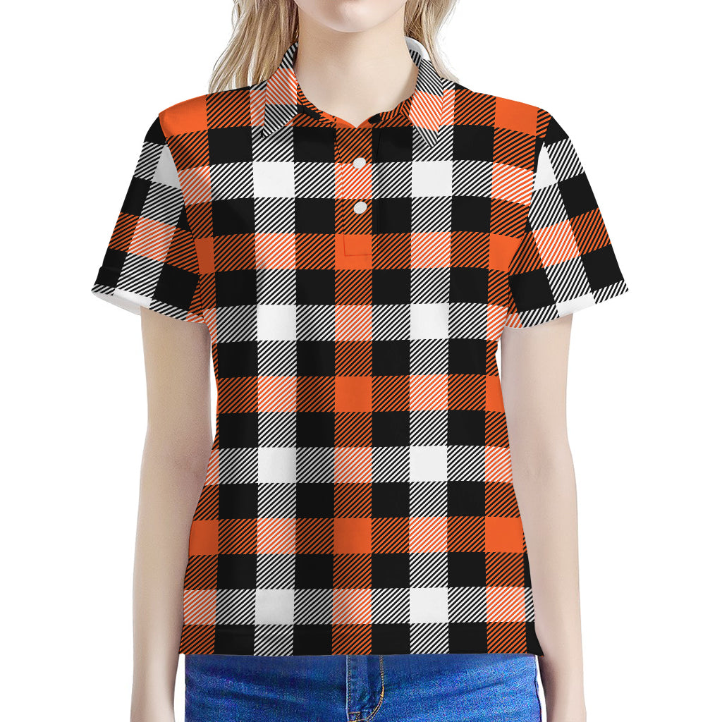 Halloween Buffalo Plaid Pattern Print Women's Polo Shirt