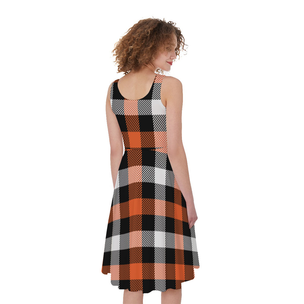 Halloween Buffalo Plaid Pattern Print Women's Sleeveless Dress