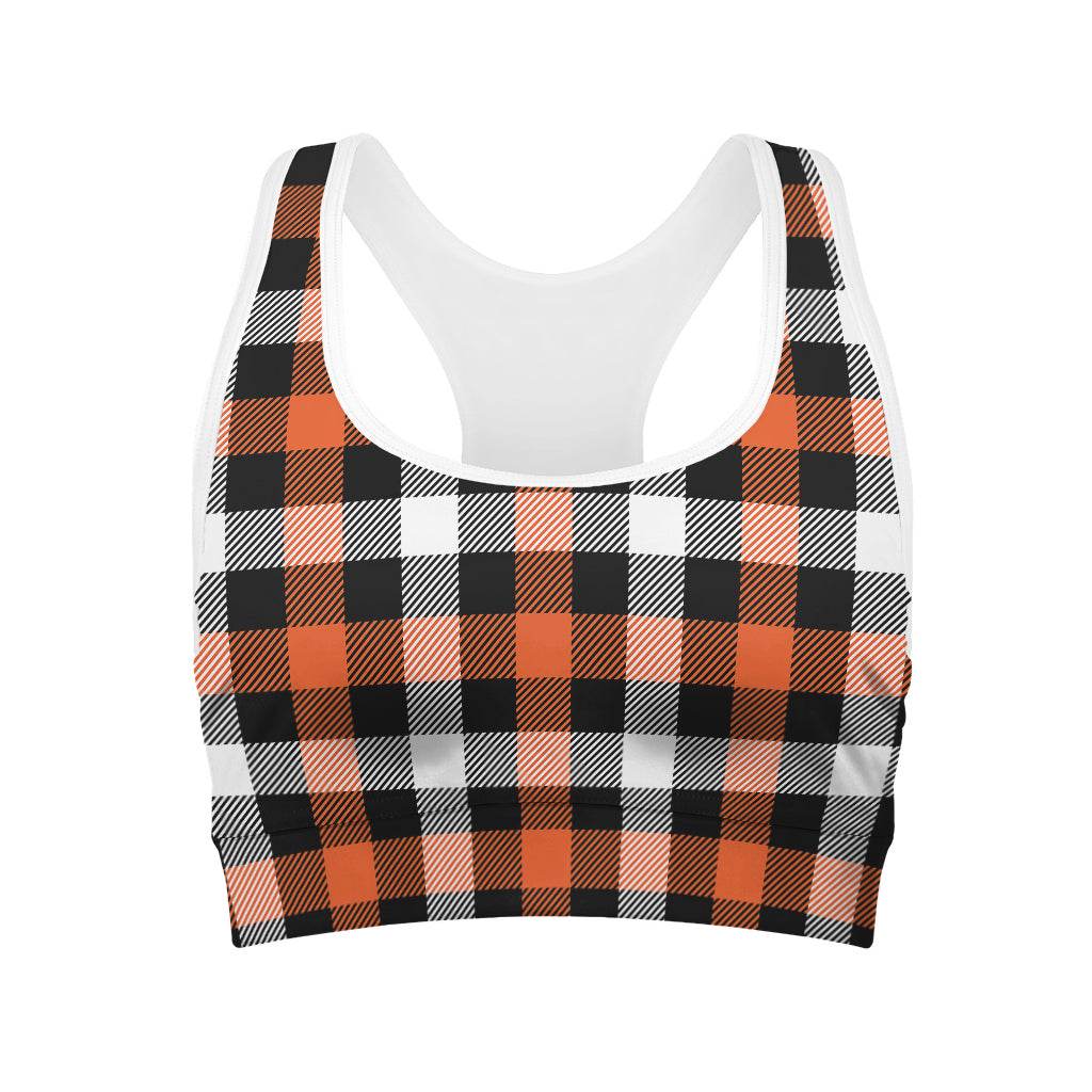 Halloween Buffalo Plaid Pattern Print Women's Sports Bra