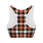 Halloween Buffalo Plaid Pattern Print Women's Sports Bra