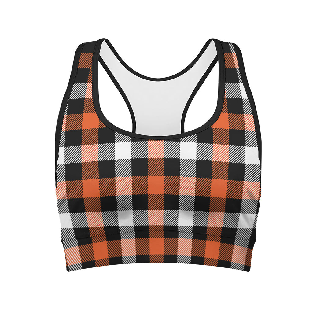 Halloween Buffalo Plaid Pattern Print Women's Sports Bra