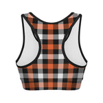 Halloween Buffalo Plaid Pattern Print Women's Sports Bra