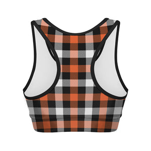 Halloween Buffalo Plaid Pattern Print Women's Sports Bra