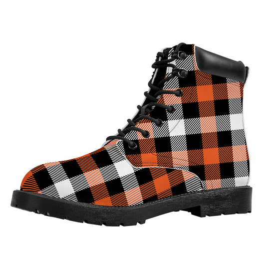 Halloween Buffalo Plaid Pattern Print Work Boots