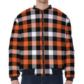 Halloween Buffalo Plaid Pattern Print Zip Sleeve Bomber Jacket
