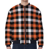 Halloween Buffalo Plaid Pattern Print Zip Sleeve Bomber Jacket