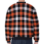 Halloween Buffalo Plaid Pattern Print Zip Sleeve Bomber Jacket