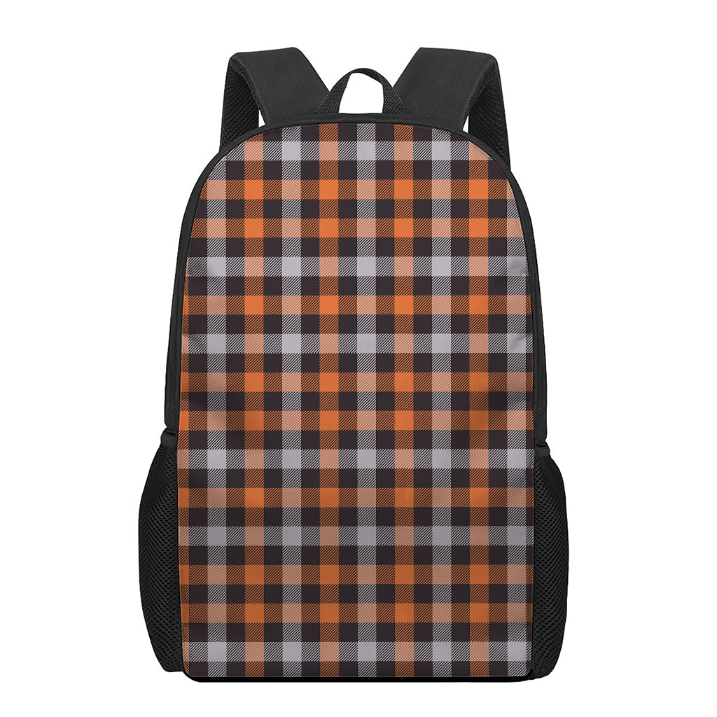Halloween Buffalo Plaid Print 17 Inch Backpack