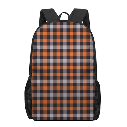 Halloween Buffalo Plaid Print 17 Inch Backpack