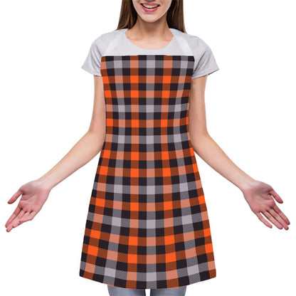 Halloween Buffalo Plaid Print Adjustable Apron